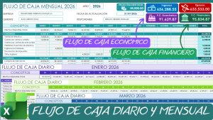 FLUJO DE CAJA EN EXCEL PARA LA EMPRESA – DIARIO Y MENSUAL