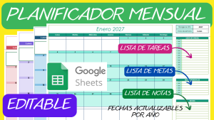 PLANIFICADOR MENSUAL EDITABLE PERPETUO GOOGLE SHEETS