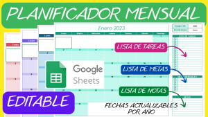 PLANIFICADOR MENSUAL EDITABLE PERPETUO GOOGLE SHEETS